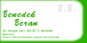 benedek beran business card